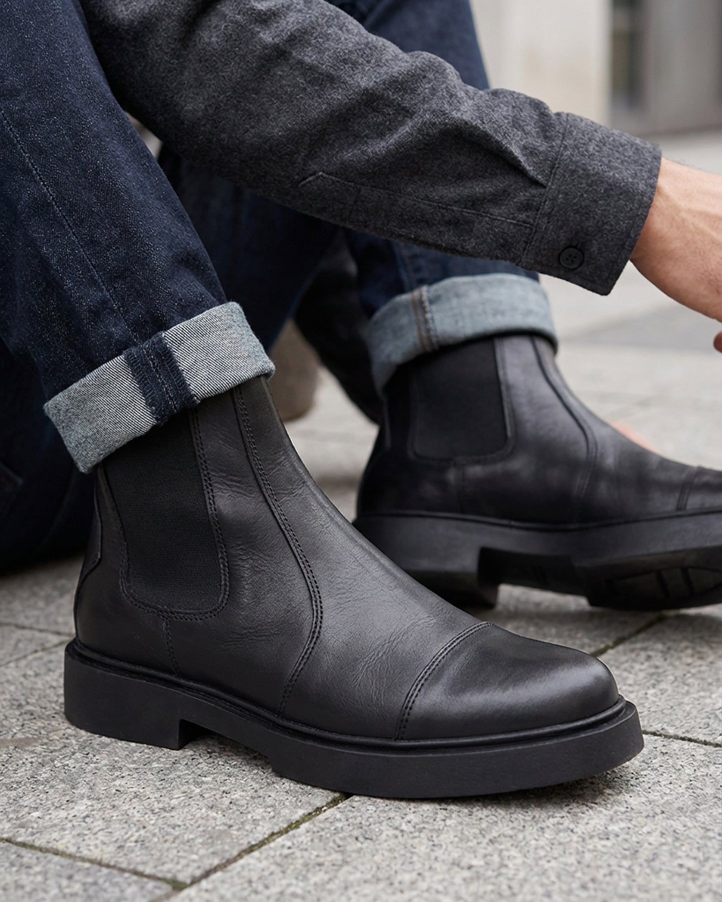 Rival Black Leather Chelsea Boot